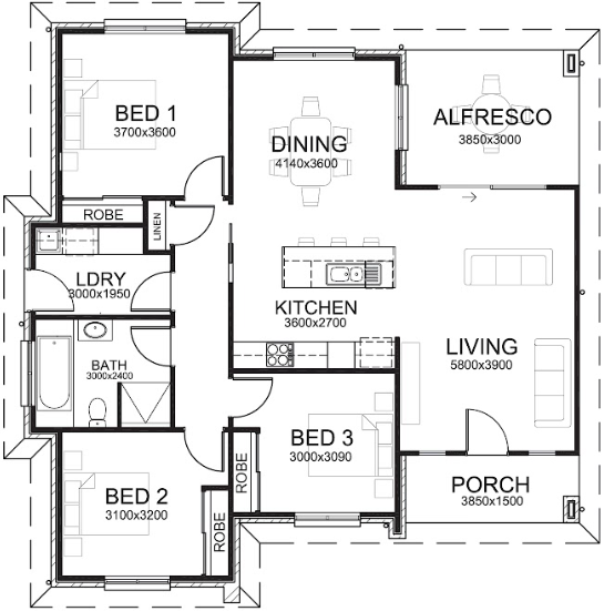 the beresfield 3 bedroom new home floor plan