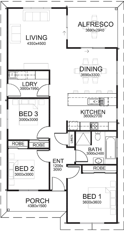 the broadmeadow 3 bedroom new home floor plan