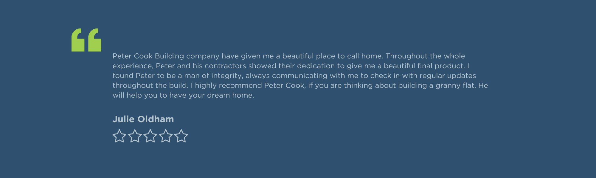 P J Cook Builder Central Coast Testimonial Review