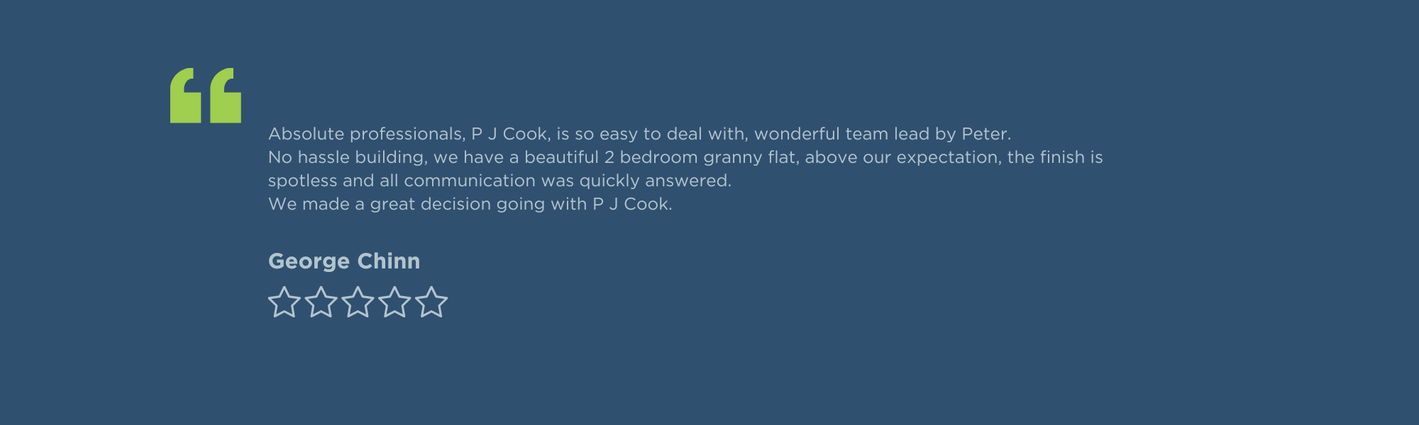 P J Cook Builder Central Coast Testimonial Review